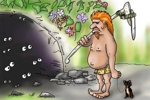 Cave man holding an adze