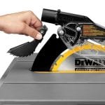 DEWALT DWE7490X 10-Inch Job Site Table Saw blade and blade guard