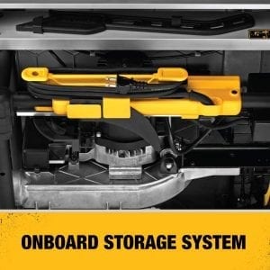 DEWALT DWE7491RS 10-Inch Table Saw on board storage system