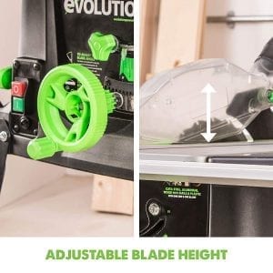 Evolution Power Tools Fury 5-S Table Saw adjustable blade height