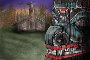 South America Totem Poll made from adze