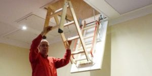 Deluxe Wooden Loft Ladder with Twin Handrails