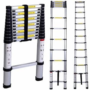 Finether 3.8M Aluminum Telescopic/Telescoping Loft Extension Ladder