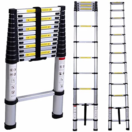 Finether 3.8M Aluminum Telescopic/Telescoping Loft Extension Ladder