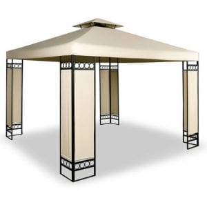 Gazebo Lorca 3m x 3m garden metal event shelter beige cream uv 50