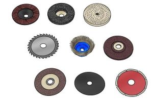 Examples of angle grinder abrasive discs available on the market.