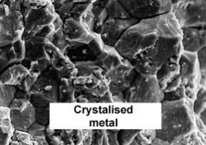 Crystalised metal from incorrect hardening.