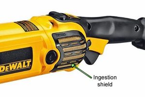 Labelled diagram of DeWalt ingestion shield.