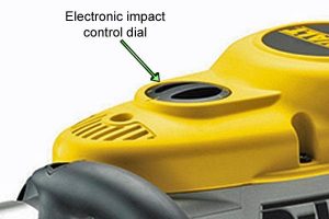 Detailed diagram of a demolition hammer impact control dial.