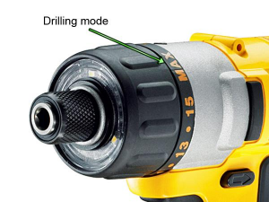 Turn collar to Max for drilling mode.