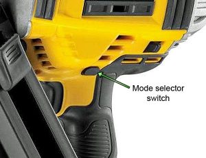 Bump and sequential modes make the nail gun more versatile.