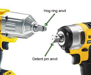 Difference between the hog ring anvil and detent pin anvil on DeWalt impact wrenches.