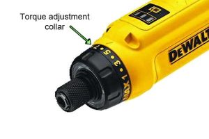 How to use the torque adjustment collar on a DeWalt 16-point screwdriver.