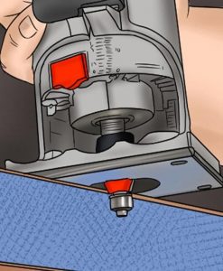 Illustration of how to use a DeWalt router.