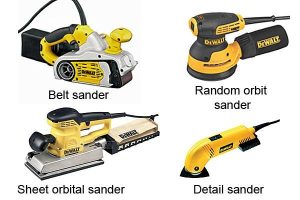 Dewalt random orbit, belt, sheet and detail sanders.