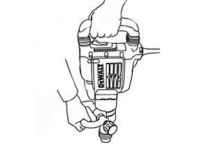 How to hold a Dewalt demolition hammer safely.
