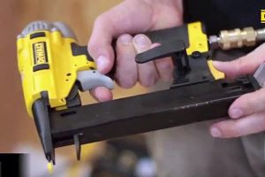 Example of a DeWalt staple gun in use.