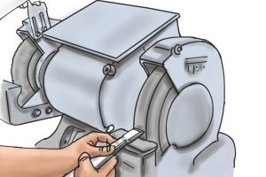 Keep your hand steady when using a bench grinder.