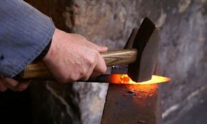 Knife heated and forming.
