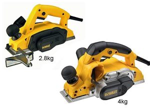 Large and small Dewalt planers.