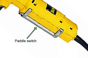 Paddle switch on straight angle drill.