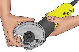 Refasten the disk and safety guard and ensure its secured before use.