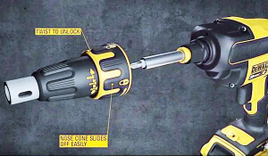 Guide on how to remove a DeWalt drywall screwdrivers nose cone.