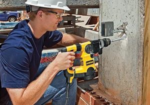 SDS plus drill being used with a solid bit.