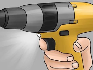 Squeeze trigger to turn on Dewalt mixer drill.