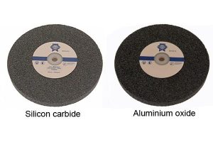 A silicon carbide and aluminium oxide grinding wheel ready for use.