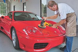 How to use a rotary polisher on a car.