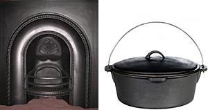 Cast iron is used in fireplaces and cooking pans.