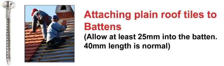 Aluminium clout nails are used to attach roofs to battens.