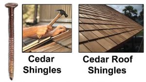 Cedar roof shingles galvanised nails.