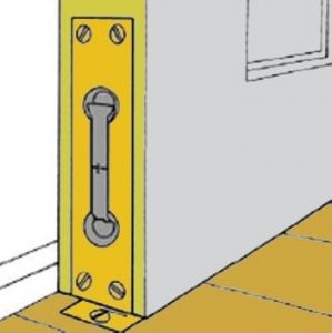 Example of a flush bolt within French Doors.