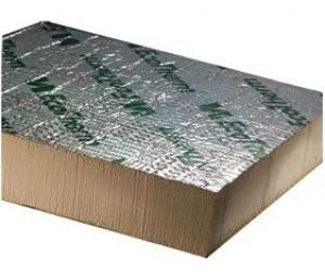 Foil roof insulation board for heat retention.