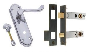Lever bathroom set and lock.