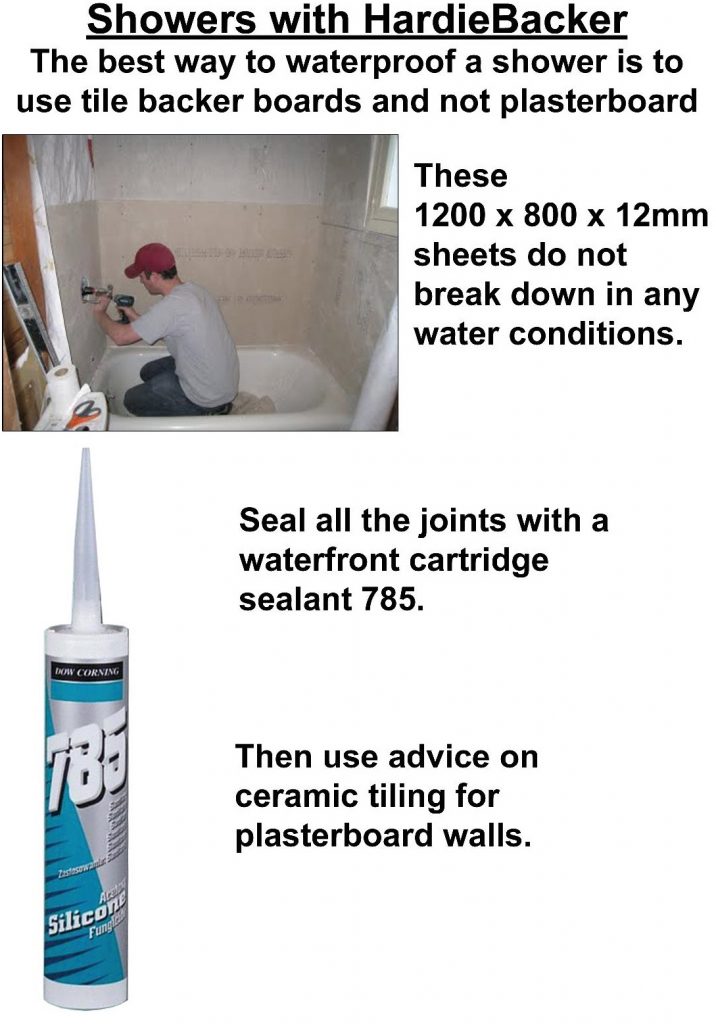Tiling showers with Hardibacker is a great way to waterproof.